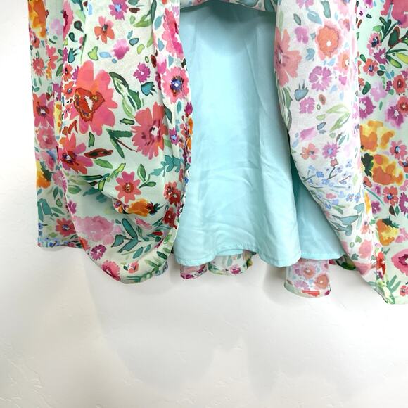 ModCloth Peter Pan Collar Fit & Flare Floral Garden Dress Womens Small Green - Picture 4 of 7